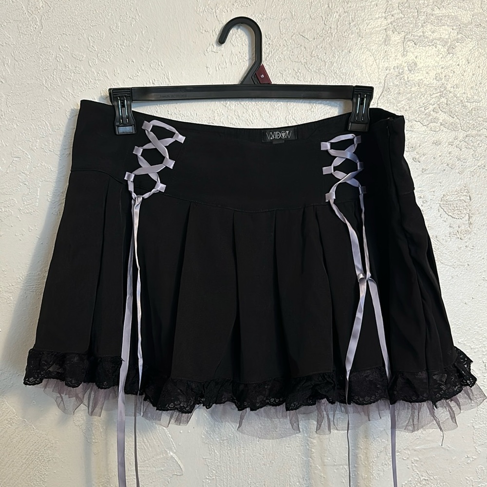 Widow Black Mini Skirt with purple tulle